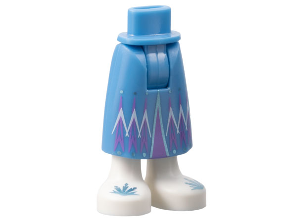 Mini Doll Hips and Skirt Long, Medium Lavender Mountains, White Boots with Metallic Light Blue Snowflake Pattern - Thick Hinge