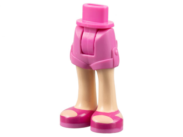 Mini Doll Fianchi e Pantaloncini con Gambe Beige Chiaro e Sandali Magenta con Suole Rosa Scuro - Cerniera Spessa
