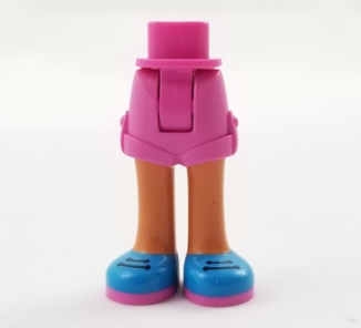 Mini Doll Hips and Shorts with Nougat Legs and Dark Azure Shoes with Dark Pink Soles and Dark Blue Laces Pattern - Thick Hinge