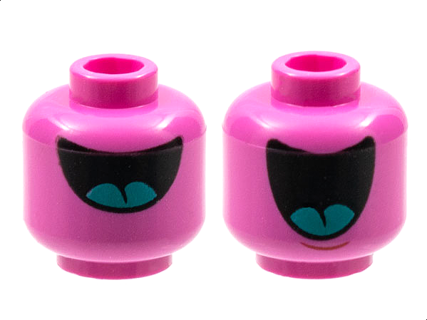 LEGO part Minifigure, Head Dual Sided Alien Large Black Mouth with Dark Turquoise Tongue, Half Open / Fully Open Pattern - Hollow Stud 3626pb2965