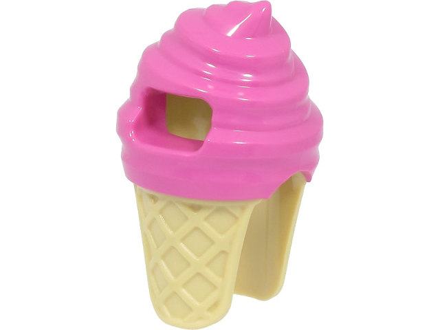 Minifigure, Headgear Head Cover, Costume Ice Cream with Molded Tan Cone Pattern
