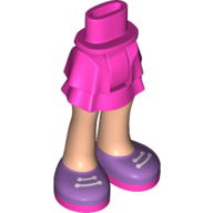 Mini Doll Hips and Skirt Layered, Light Nougat Legs and Medium Lavender Shoes with White Laces and Dark Pink Soles Pattern - Thick Hinge