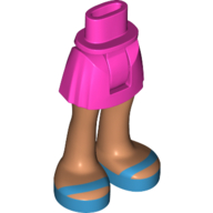 Mini Doll Hips and Skirt, Nougat Legs and Dark Azure Open Sandals Pattern - Thick Hinge