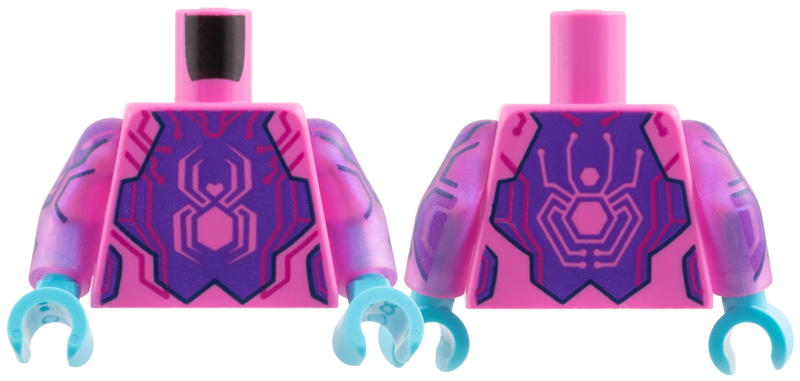 LEGO part Torso Magenta Circuitry, Dark Purple Breastplate with Spider Pattern / Satin Trans-Dark Pink Arms Dark Purple and Dark Blue Circuitry Pattern / Medium Azure Hands 973pb6285c01