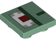 Tegel, Aangepast 2 x 2 Omgekeerd met Gepixeld Donker Groen, Donker Rood, Wit en Grijs Patroon (Minecraft Guardian)