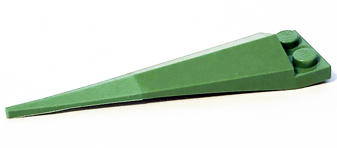 LEGO part Plate, Modified 1 x 2 with Angular Extension with Molded Flexible Sand Green Tip Pattern 61406pb06