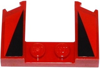 Wig 3 x 4 x 2/3 Gebogen met Uitsnijding met 2 Zwarte Driehoeken op Rode Achtergrond Patroon (Stickers) - Set 75899