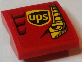 Schräge, Curva 2 x 2 x 2/3 con Motivo Occhio Giallo, Logo ups e Fessure Rosse Lato Modello Sinistro (Adesivo) - Set 75908