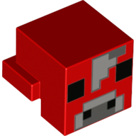 Creature Head Pixelated with Black Eyes and Nostrils, Light Bluish Gray and Dark Bluish Gray Nose, and Forehead with Light Bluish Gray Pixel Between Eyes and Dark Bluish Gray Top Border Pattern (Minecraft Mooshroom)