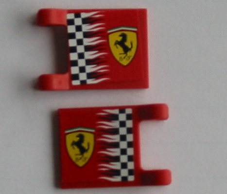Vlag 2 x 2 Vierkant met Ferrari Logo en Geruite Patroon aan Beide Zijden (Stickers) - Sets 8123 / 8375 / 8389 / 8672