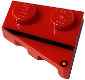 Wedge, Plaque 2 x 2 Left avec Black Stripe and Orange Dot (Direction Indicator) Pattern