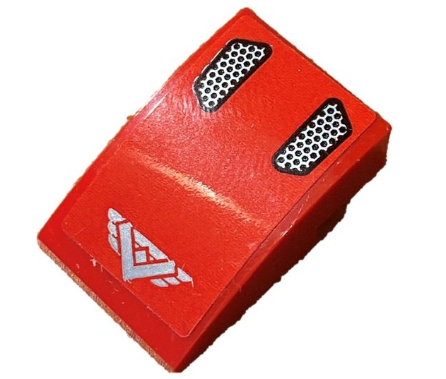 Schräge, Curved 3 x 2 with Silver 'V' and Air Intakes on Red Background Pattern (Sticker) - Set 60240