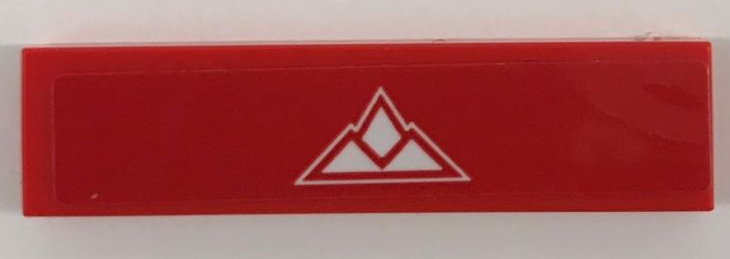 Tile 1 x 4 with White Mountains on Red Background Pattern (Sticker) - Set 60222