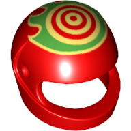 Minifiguur, Hoofddeksel Helm Motorfiets (Standaard) met Target en Helder Groen Vlammen Patroon