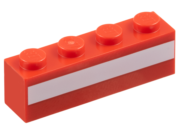 Brick 1 x 4 with White Stripe Pattern