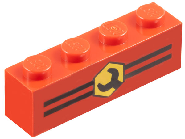 Brick 1 x 4 with Stripes and Wrench Pattern