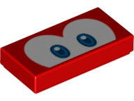 Piastrella 1 x 2 con Motivo Occhi Blu e Blu Scuro su Sfondo Bianco (Super Mario Cheep Cheep / Eep Cheep)