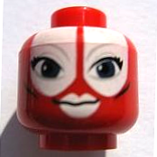 Minifigure, Head Alien with SW Shaak Ti, Large Blue Eyes, White Lips Pattern