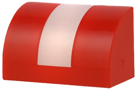 Slope, Curved 1 x 2 with Wide Vertical White Stripe Pattern (Super Mario Boomerang Bro / Fire Bro / Hammer Bro / Ice Bro Hat Back)