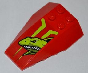 Wedge 6 x 4 Triple Curved with Lime Shark Head Pattern (Sticker) - Set 7967