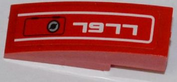 Slope, Curved 3 x 1 with Panel and '7977' Pattern Model Left Side (Sticker) - Set 7977