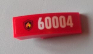 Slope, Curved 3 x 1 with Black and Yellow Fire Logo Badge and '60004' Pattern Model Left Side (Sticker) - Set 60004