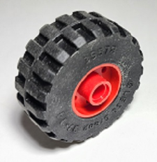 Wheel 18mm D. x 14mm with Pin Hole, Fake Bolts and Shallow Spokes with Black Tire 37 x 14 (55981 / 35578)