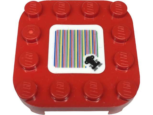 LEGO part Plate, Modified 4 x 4 with Rounded Corners and 4 Feet with Super Mario Scanner Code Throne Pattern (Sticker) - Set 71435 66792pb013