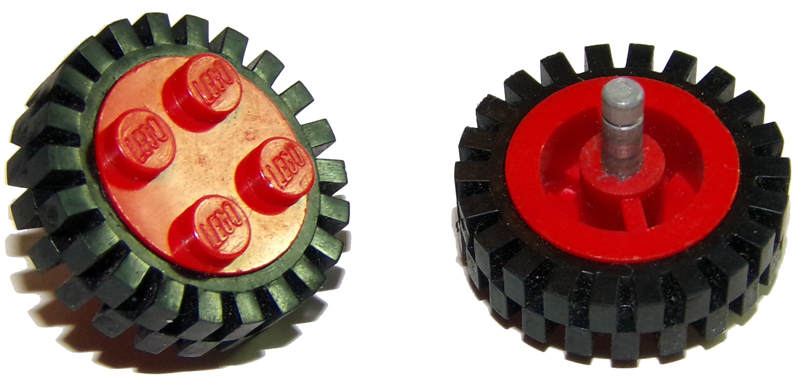 Wheel Classic 4 Studs and Axle with Black Tire 24mm D. x 8mm Offset Tread - Interior Ridges (7039 / 3483)