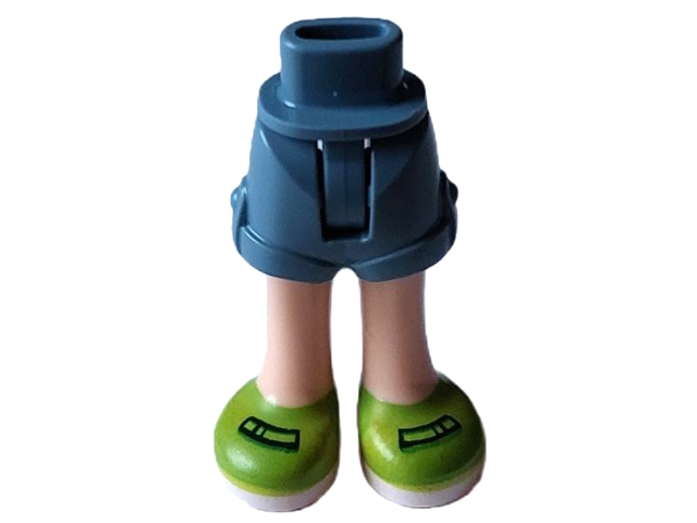 Mini Doll Hips and Shorts with Molded Light Nougat Legs and Printed Lime Shoes with Black Buckles and White Soles Pattern - Thin Hinge