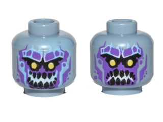 LEGO onderdeel Minifigure, Head Dual Sided Alien with Yellow Eyes, Dark Purple Rock Teeth, Smile / Angry Pattern 3626pb1834