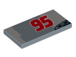 Tile 2 x 4 with Red '95', Exhaust Pipes and Gray Pattern Model Left Side