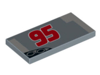 Tile 2 x 4 with Red '95', Exhaust Pipes and Gray Pattern Model Right Side