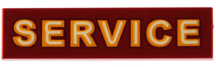 Fliese 1 x 4 mit gelbem 'SERVICE' Muster