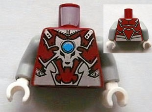 Torso Armor Vest with Silver Wolf Head and Dark Azure Round Jewel (Chi) Pattern / Light Bluish Gray Arms / White Hands