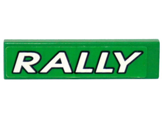 Piastrella 1 x 4 con 'RALLY' Bianco su Sfondo Verde (Adesivo) - Set 6550