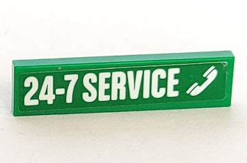 Baldosa 1 x 4 con Patrón de '24-7 SERVICE' Blanco y Receptor Telefónico (Adhesivo) - Set 60081