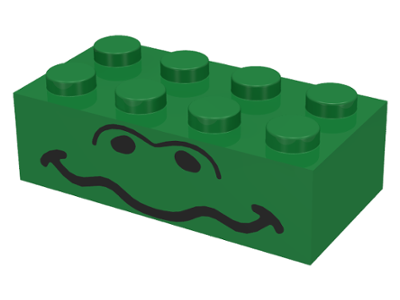 Brick 2 x 4 with Wavy Mouth and Nostrils Pattern