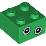 Brick 2 x 2 with Black and White Uneven Eyes Pattern