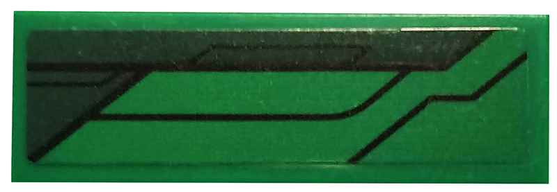 Tile 1 x 3 with Dark Green Stripe and Black Lines Pattern Model Right Side (Sticker) - Set 76114
