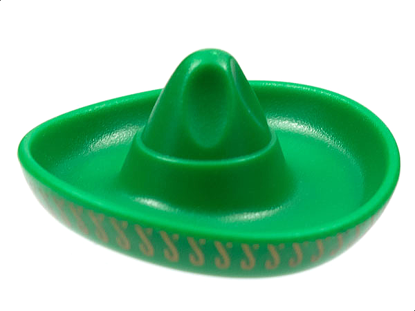 Minifigure, Headgear Hat, Mexican Sombrero with Gold Trim Pattern