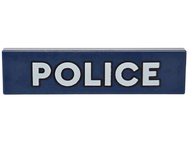 Tegel 1 x 4 met Witte 'POLICE' met Zwarte Omtrek Patroon
