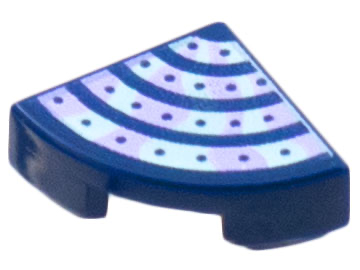 Tile, Round 1 x 1 Quarter with 4 Lavender and Light Aqua Tentacle Stripes Pattern
