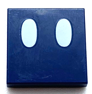 Tile 2 x 2 with White Ovals / Eyes Pattern (Super Mario Bob-omb Face)