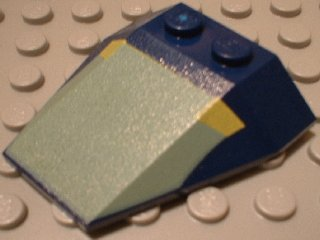 Wedge 4 x 4 Triple without Stud Notches with Sand Green and Yellow Mini Slave I Pattern
