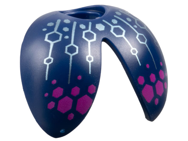 Minifigure Wings Beetle with Metallic Light Blue Circuitry and Magenta Hexagons Pattern