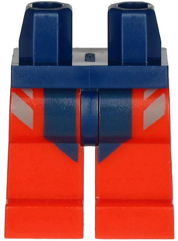LEGO part Hips and Red Legs with Dark Blue and Dark Bluish Gray Wetsuit Stripes Pattern 970c05pb27