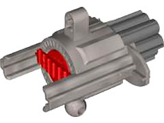 Projectile Launcher, Bionicle Weapon Cordak Blaster with Red Plunger and Dark Bluish Gray Barrel