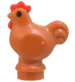 Chicken, Wide Base with Molded Red Comb and Wattle and Printed Black Eyes Pattern