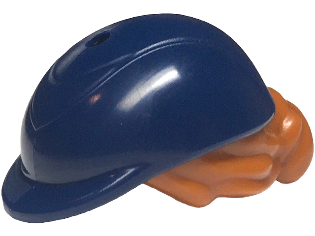 Mini Doll, Hair Combo, Hair with Hat, Bun and Side Bangs with Molded Dark Blue Horse Riding Helmet with Hole on Top Pattern